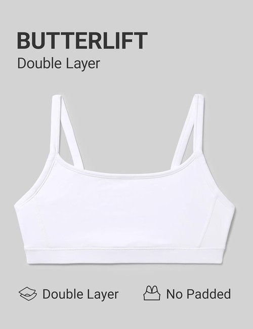 CRZ YOGA Sports Bra - Butterlift Double Lined Scoop Neck with Spaghetti Straps | U-Back Design, Non-Padded