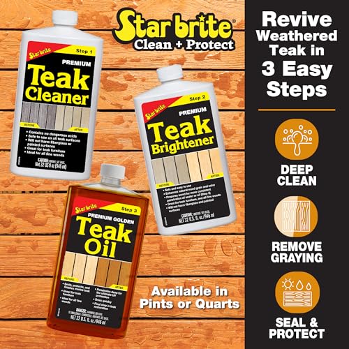 STAR BRITE 32 OZ Teak Care Kit - Restore & Protect Decks, Furniture & Boats