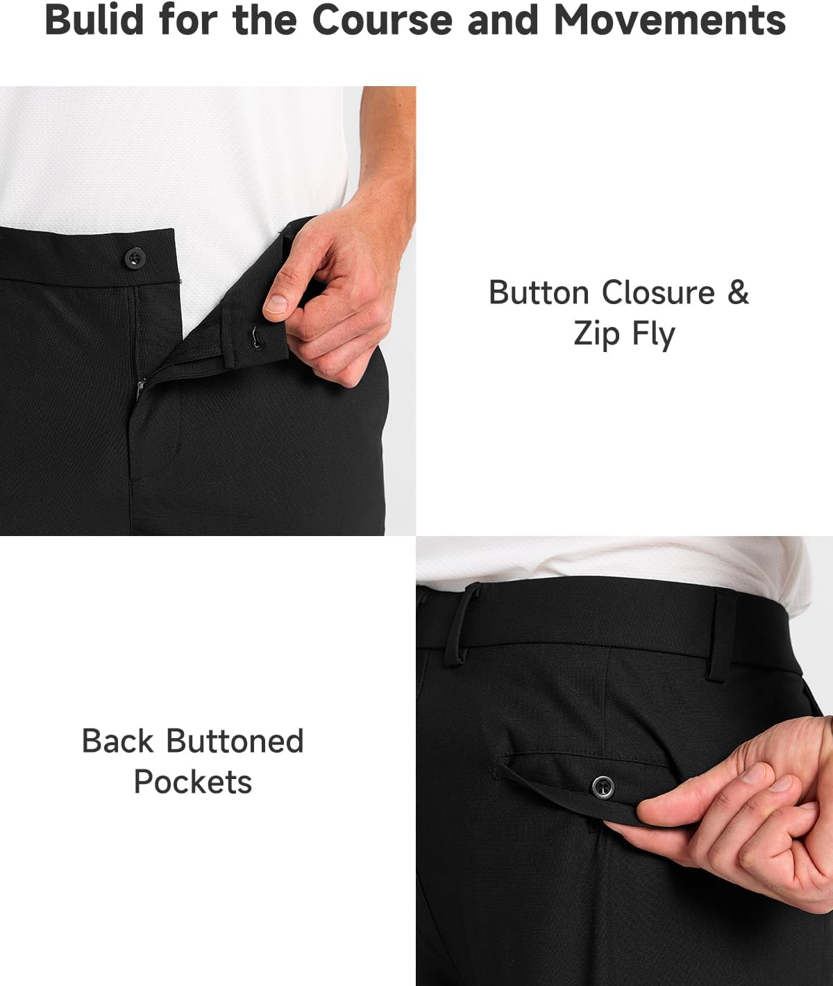 SNOWTEN Men's Classic Fit Golf Pants - Lightweight Stretch Dress Pants with Pockets | Sizes 30''/32''/34''