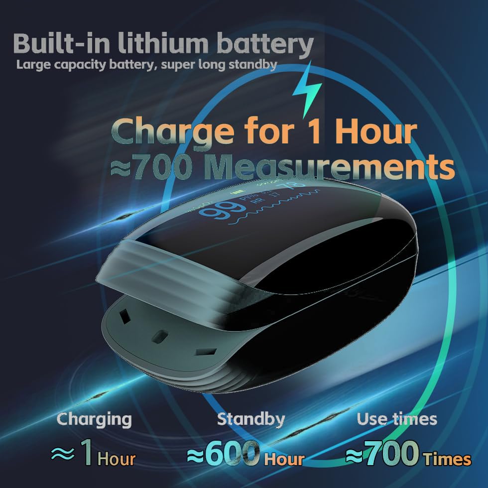 Skiennix Rechargeable Pulse Oximeter - Accurate SpO2 & Pulse Rate Monitor | OLED Display, Black