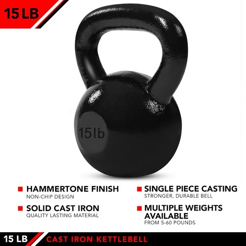 JFIT Kettlebell Weights - Durable Cast Iron Design for Strength Training | Various Sizes Available