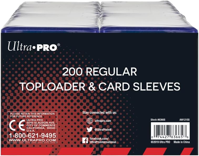 Ultra PRO Clear Regular Toploaders - 200ct Bundle for Standard Size Trading Cards & Sleeves