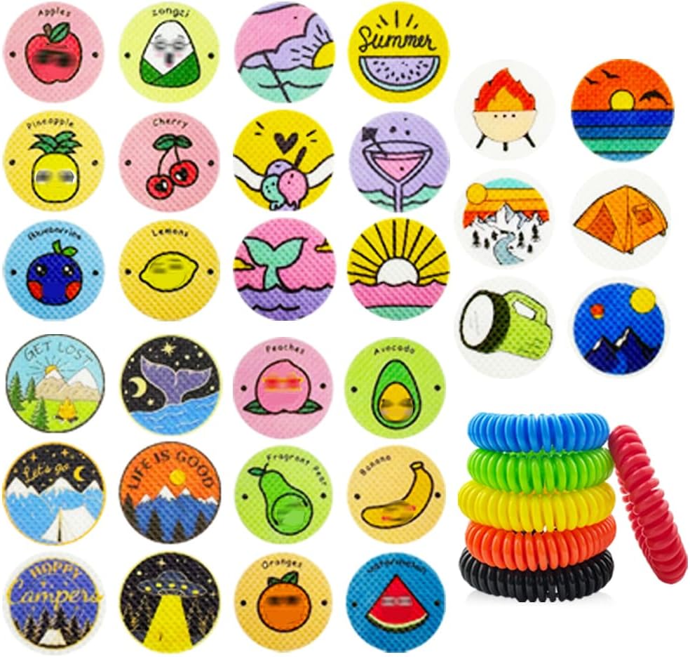 Skiennix Mosquito Repellent Stickers - 300 Pack for Kids & Adults | Natural Plant-Based with 6 Bracelets