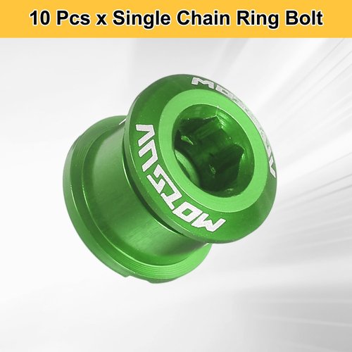 HARFINGTON 10pcs Single Chain Ring Bolts M8 Aluminum Alloy Bicycle Crankset Nuts Chainwheel Screw for Road Bike Mountain Bike, Green