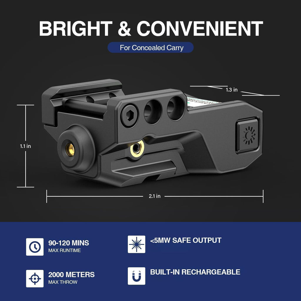 SOLOFISH Tactical Blue Laser Sight for Pistol Handgun, Low Profile Beams for Guns, Shockproof Sight Compatible with Glock 17 19, Beam: Class IIIA, <5mW
