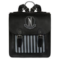 Addams Gothic Faux Leather Backpack Black fashion Back pack