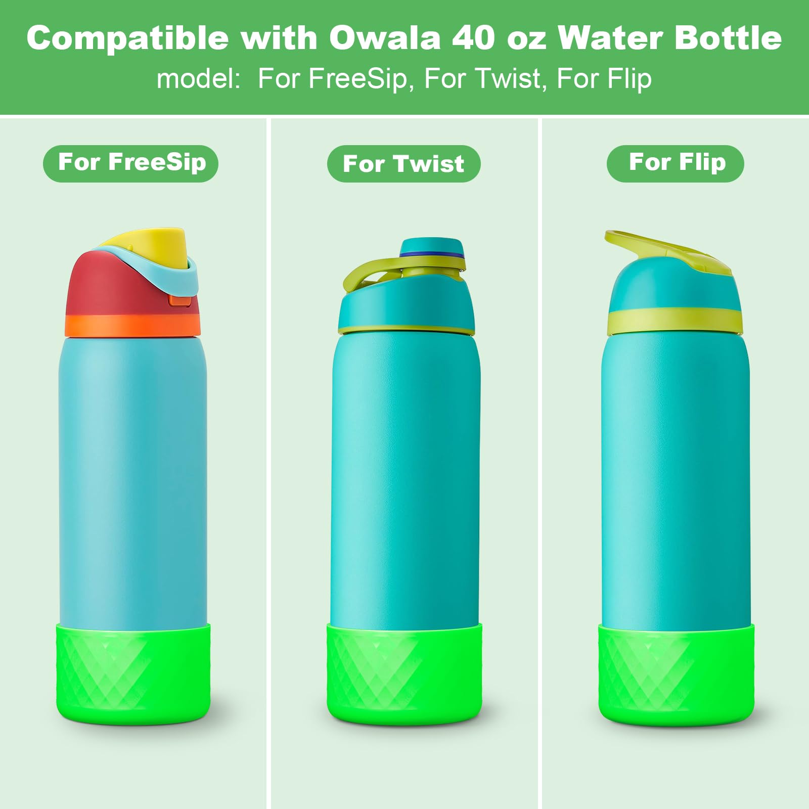 Silicone Boot for Owala Water Bottle 40 oz, Anti-Slip Protective Sleeve for FreeSip/Twist/Flip Stainless Steel Water Bottles Accessories