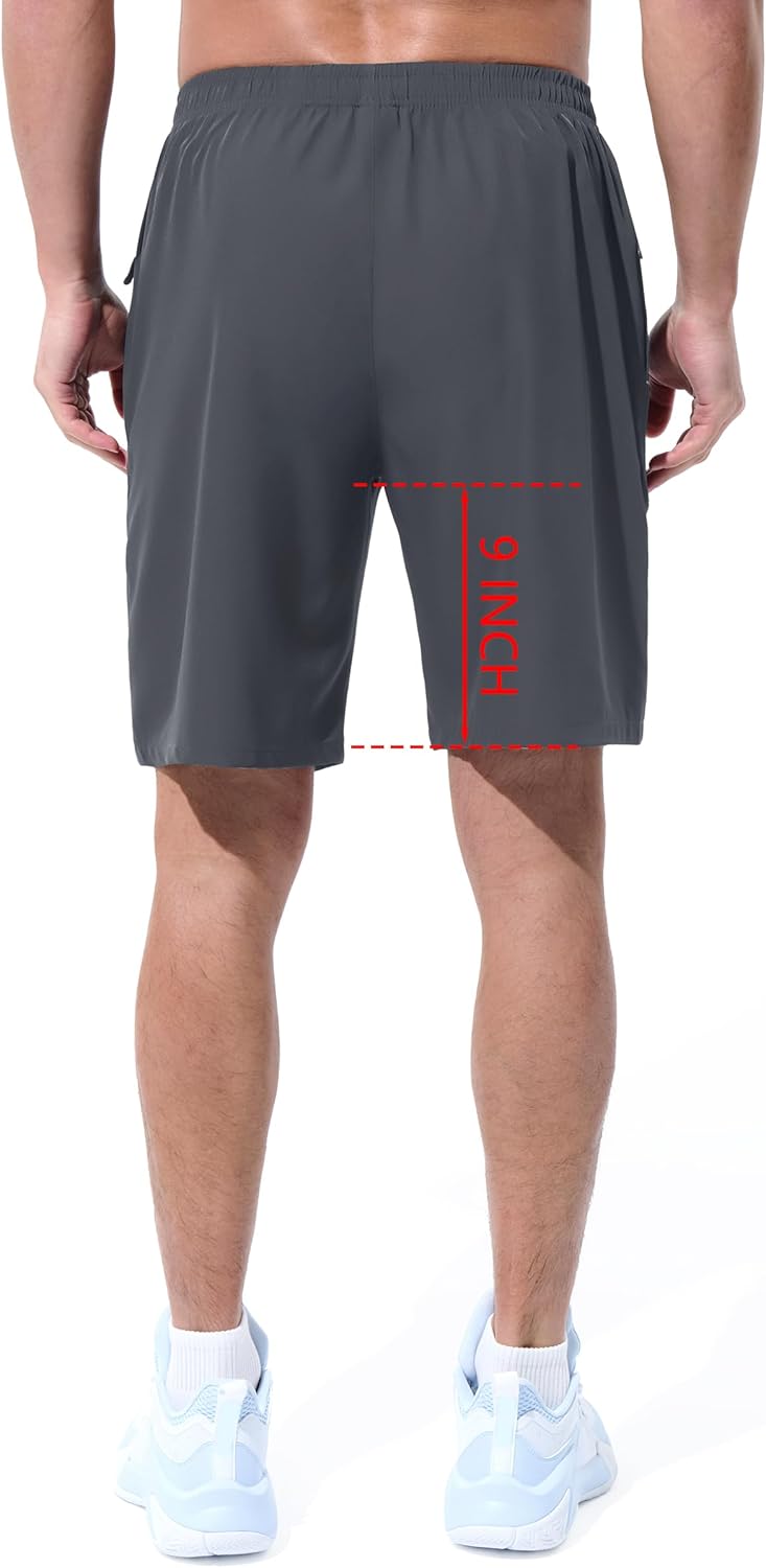 UIQUR Men's Athletic Shorts - Quick Dry Lightweight Workout & Running Shorts with Zipper Pockets | 7"/9" Sizes