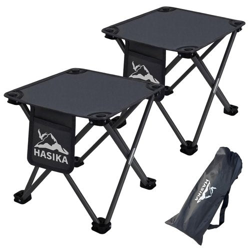 HASIKA Collapsible Stool Foot Rest 2 Pack Folding Stool Portable Outdoor Ottoman 400lbs Strong Support Camping Stool for Travel Gardening Fishing Hiking BBQ