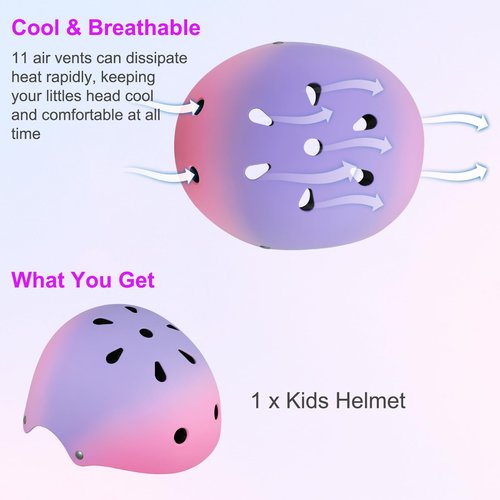 DINILEMU Kids Toddler Bike Helmet for Kids 3-5-8-14 Skateboard Helmet for Roller Skate Scooter Inline Skating Longboard Boys Girls Bicycle Helmet Pink Purple