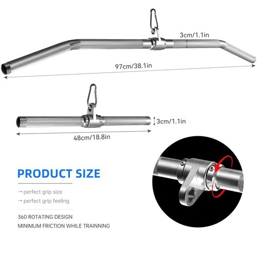 Cable Machine Attachment, lat pull down bar, Lightweigh Aluminum Tricep Straight Bar, V Bar, LAT Pulldown Attachments, gym attachments for cable machine, Accessories Load 1000lbs