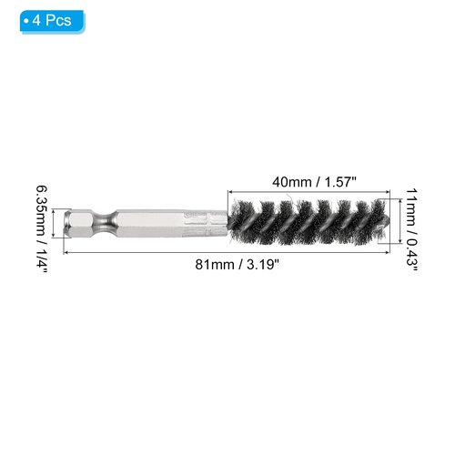 PATIKIL Golf Clubs Head Hosel Brush 0.43 Inch, 4 Pack Golf Shaft Ferrules Cleaning Tool Hex Shank Handle Electric Drill Wire Brush for Wood and Iron, Silver