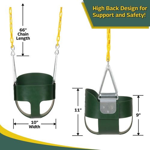Eastern Jungle Gym Full Bucket Toddler Swing Seat - Durable Coated Chains | Set of 2
