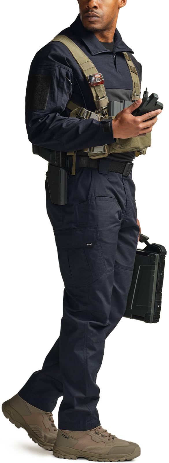 CQR Men's Tactical Pants, Water Resistant Ripstop Cargo Pants, Lightweight EDC Work Hiking Pants, Outdoor Apparel, Raider Police Navy, 32W x 34L