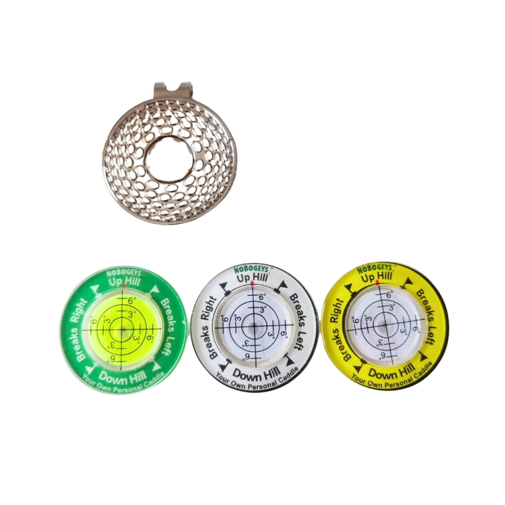 Tee Time Tees NoBogeys Ball Marker - Precision Putting Aide Green Reader 3 Pack with Magnetic Clip - Read the Greens for Improved Accuracy