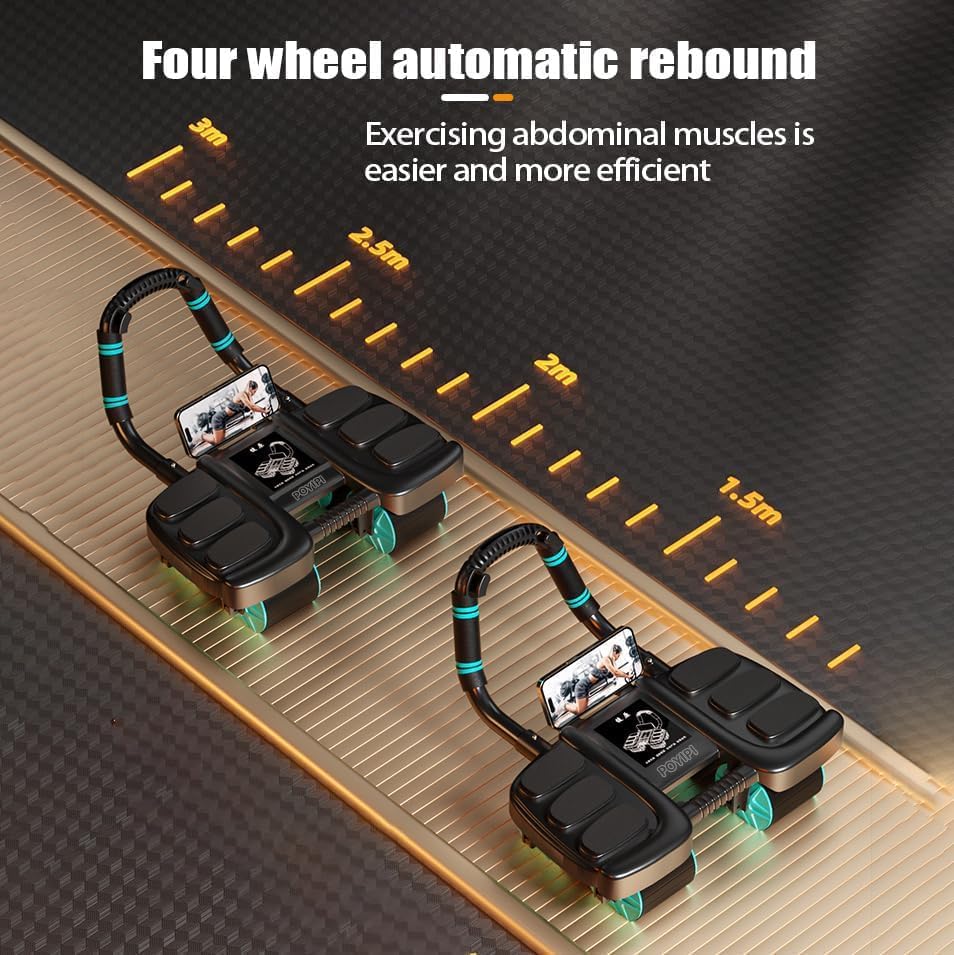 Skiennix Ab Wheel Roller - Upgraded Automatic Rebound with Elbow Support | Core Workout Equipment for Home Gym