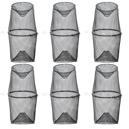 Kraken Supply Co 6-Pack Heavy Duty Crawfish Traps - Collapsible Steel Mesh Bait Nets for Creeks Ponds & Lakes