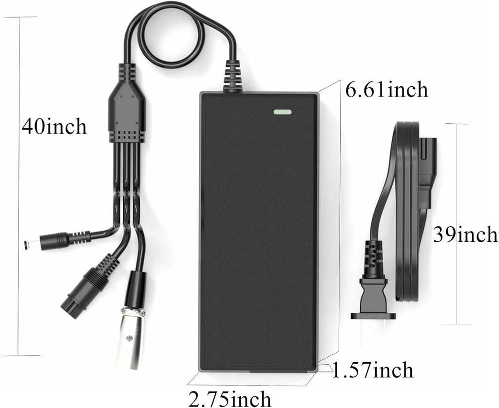 Skiennix Electric Ebike Charger - 54.6V 2A with 3 Plugs for 48V Battery | Compatible with F1, F2 Models