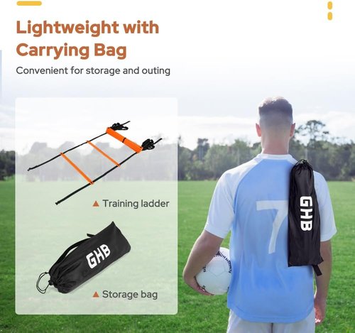 GHB Pro Agility Ladder - 12 Rung Speed Training Ladder | 20ft with Carrying Bag