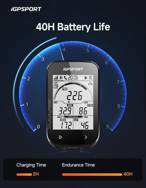 iGPSPORT BSC100S GPS Bike Computer - Wireless 2.6'' LCD Display | 40H Rechargeable & Waterproof