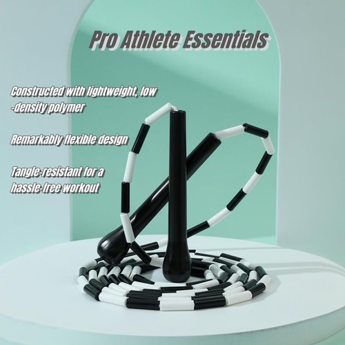 IDOU Beaded Jump Rope - Unbreakable Handles, Tangle-Free Rotation, Adjustable Length for Smooth Workouts
