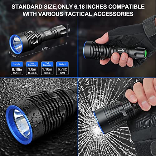 ANEKIM UC20 Green Hunting Flashlight Kit - 2000 Lumens Long-Range Tactical Light with Rail Mount