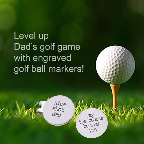 Stainless Steel Golf Ball Markers, Father's Day Gift for Golfer, Nice Shot Dad and May the Course Be with You, Birthday Gift for Dad, Golf Ball Markers for Dad Golf Gift