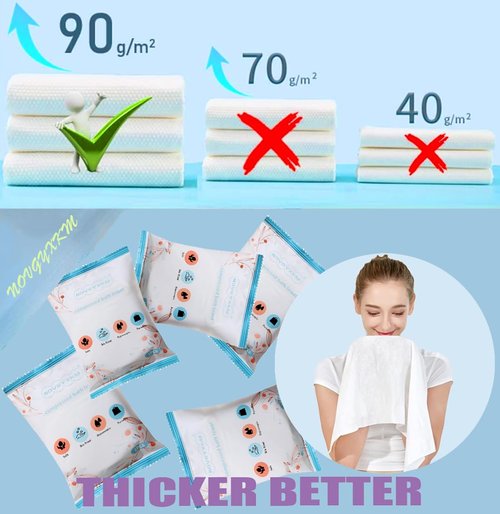 NOVGYXKM 12 Packs Large Compressed Towel 56'' x 28'' Disposable Cotton Bath Towels Portable Thick Paper Towel Reusable Suitable for Hiking Camping Beach Swimming and Traveling (12)