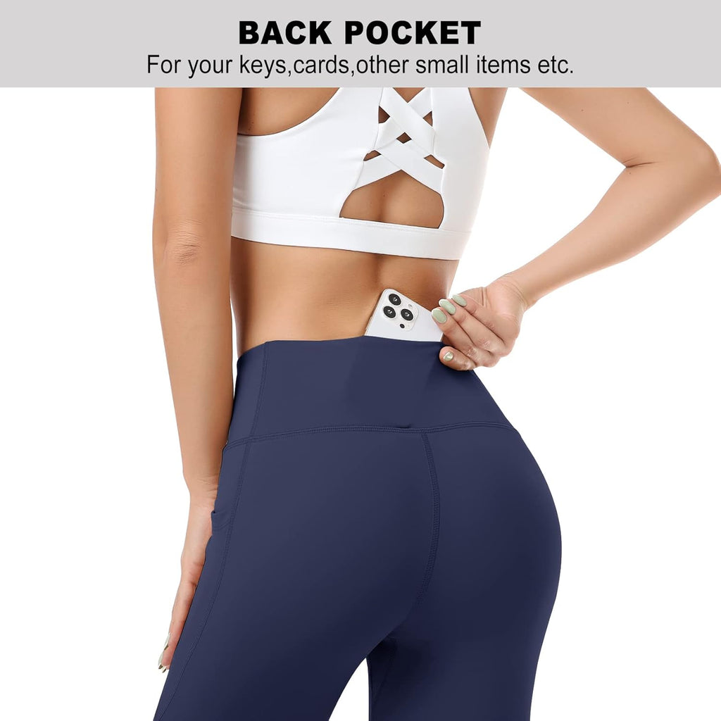 RIMLESS 7 Women's High Waist Leggings - Cotton Yoga Pants with Pockets for Athletic Workouts | Capris