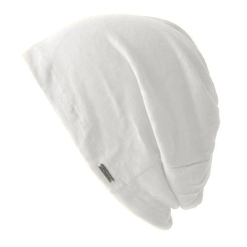 CHARM Mens Summer Linen Beanie - Slouchy Lightweight Knit Hat Slouch Cap Casualbox White