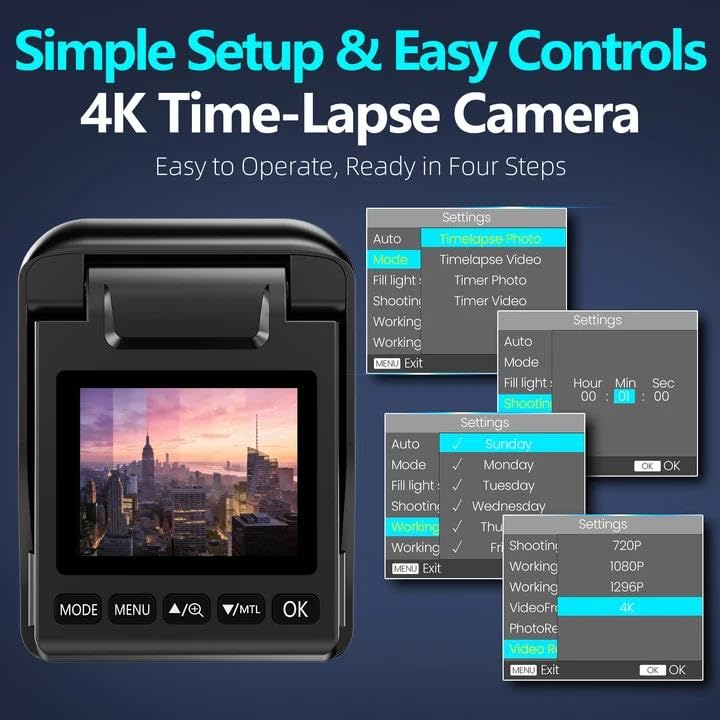 Dsoon 4K WiFi Time Lapse Camera with Solar Option, Waterproof Construction Monitoring