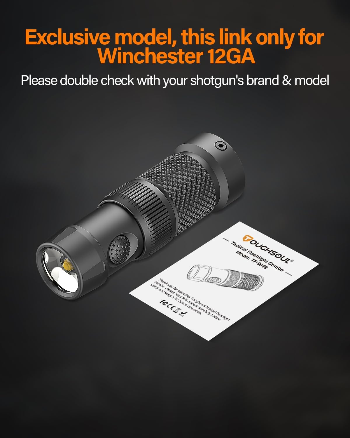 TOUGHSOUL Tactical Mag Tube Cap Flashlight - 500 Lumen Max for Winchester 12 Gauge | Strobe Function & Replaceable Battery