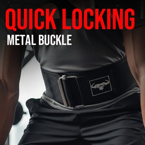 IBRO Quick Locking Premium Weight Lifting Belt - Back Support for Powerlifting, Cross Training & Gym Bodybuilding - 4 Inch Nylon Men and Women with Metal Buckle for Core Stability Black S