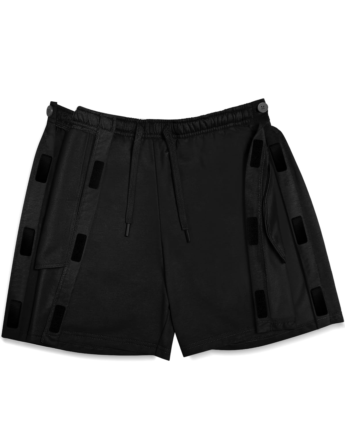 Unisex Tear Away Shorts Post Hip Knee Surgery Recovery Shorts with Pockets Breakaway Athletic Shorts for Men & Women (Large, Black)