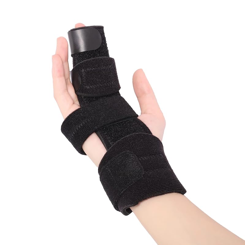 Two-Finger Trigger Finger Splint with Aluminum Support, S/M - Reversible Hand Immobilizer