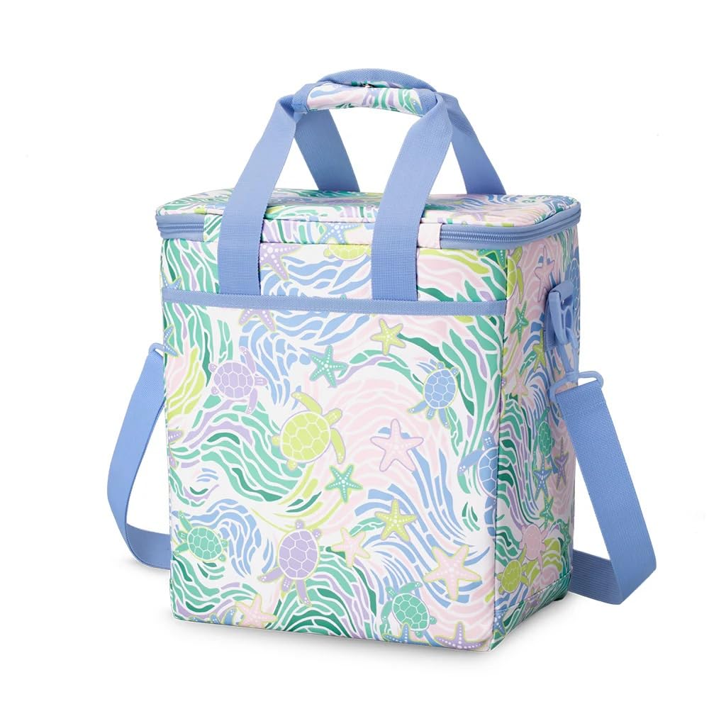 Swig Life Boxxi 24 Cooler Bag | Insulated Cooler Bag with Zipper, Large Travel Bags Holds 16-24 Cans, or 6 Wine Bottles, Insulated Grocery and Food Delivery Bag, or Beach Coolers (Sea Swirl)