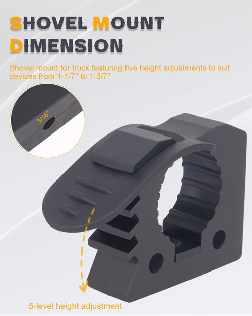 Shovel Mount - Axe Holder Quick-Release Wall Mount Fits 1-1/7'' to 1-3/7'' Diameter Tools Equipment for Rubber Material Shovel Holder for Roof Rack, Boats, Molle Panel, Axe (5 Pack)