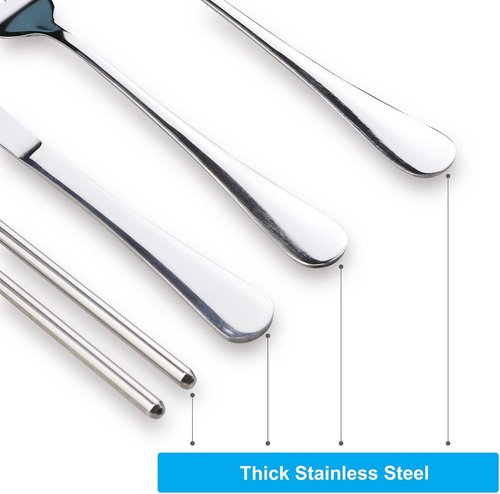 Lengnoyp Portable Silverware Set - Premium Stainless Steel Travel Utensils with Case for Camping | Easy to Carry