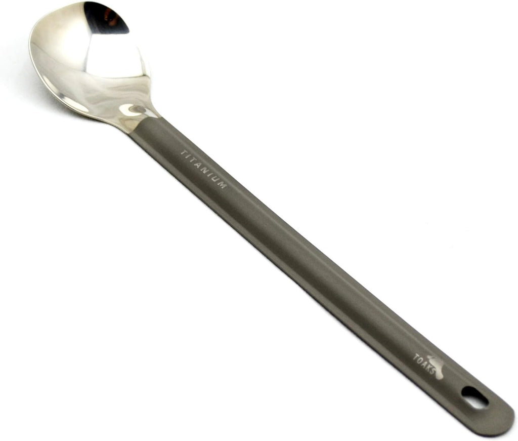 TOAKS Titanium Long Handle Spoon - Polished Bowl for Easy Serving | Lightweight & Durable Design