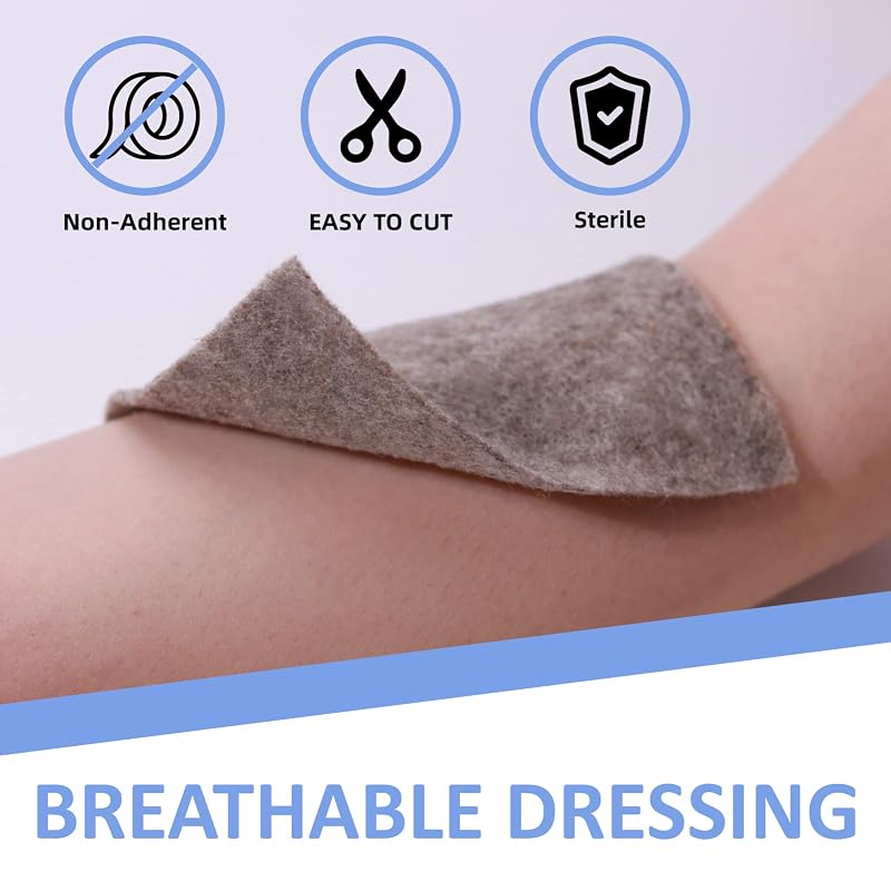 Dr. Med Silver Calcium Alginate Wound Dressing 4"x4" - 5 Pack Non-Adhesive Absorbent Gauze