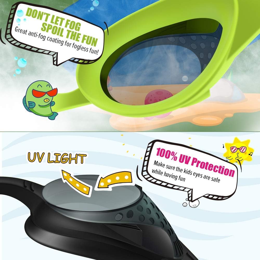 OutdoorMaster Kids Swim Goggles - Quick Adjustable Strap, Comfortable Fit | 2-Pack Set