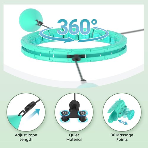 Fikswe Weighted Infinity Exercise Hoop - 64in 30 Links Smart Hoop for Adult Weight Loss, Plus Size Low-Impact Fitness Hoop for Beginners & Women