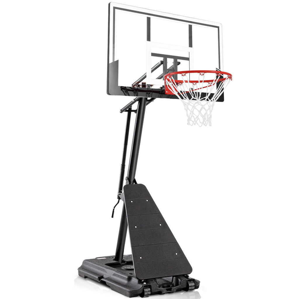 BACKYARD BLITZ Basketball Hoop, 44&48IN&54IN Backboard Portable Basketball Goal System, 10FT Hand-Crank Adjustable Basketball Hoops Outdoor (White, 48in Backboard)