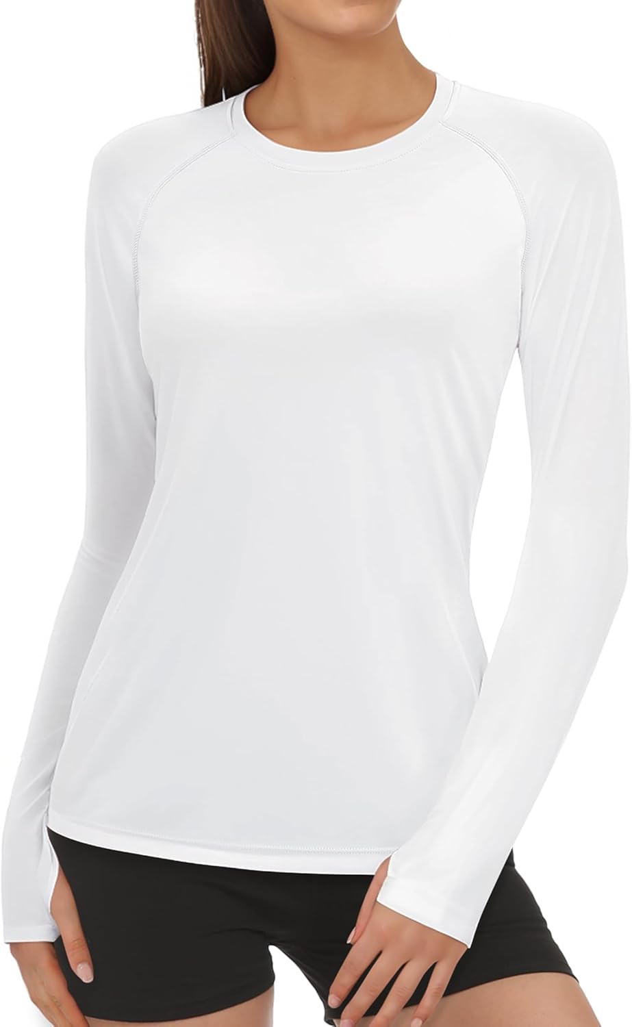 Skiennix Rash Guard for Women - UPF50+ Long Sleeve UV Protection Shirt | Quick Dry for Hiking & Swimming (Large, White)