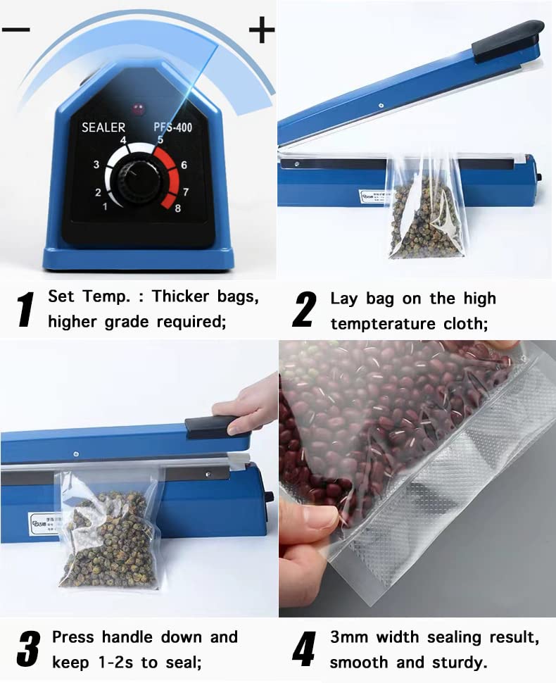 16 Inch Manual Impulse Heat Sealer for Plastic Bags Food Storage