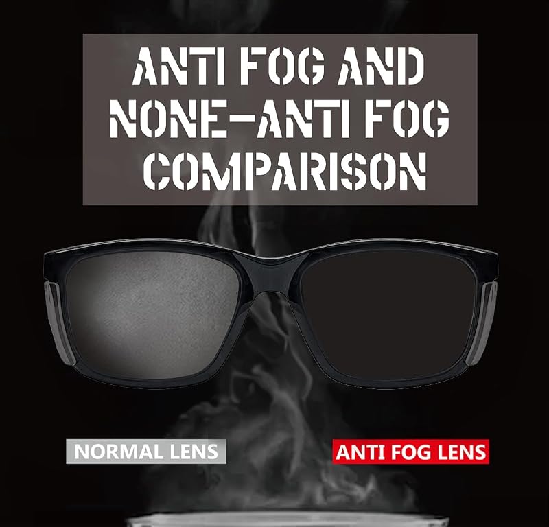 Anti-Fog Safety Glasses with Side Shields ANSI Z87.1 Black & Clear