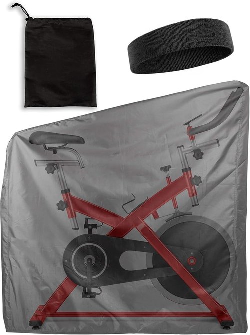 Katai – Exercise Bike Cover – Waterproof Indoor/Outdoor Stationary Bicycle Cover for Upright, Spin & Peloton-Style Bikes – PU-Coated Oxford + Storage Bag