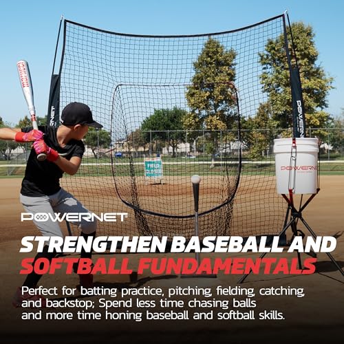 Black 8x8 FT Softball & Baseball Hitting Net - Portable Training Equipment