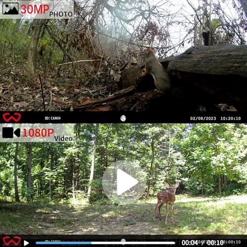 WOSODA Camo Mini Trail Camera 30MP 1080P HD Night Vision Wildlife Monitor 4 Pack