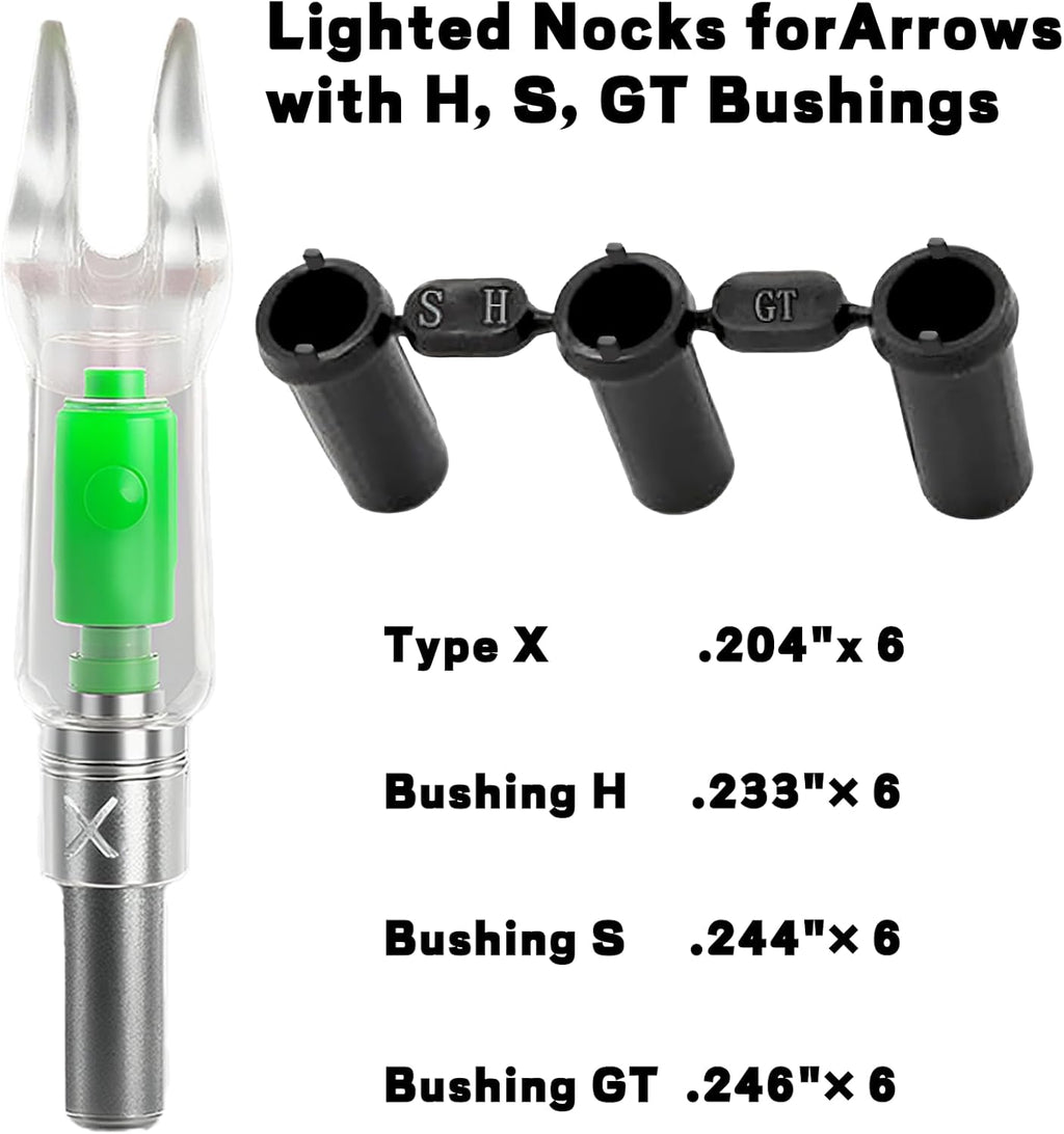 Skiennix Lighted Nocks for Arrows - Compatible with H, S, GT Bushings | Sizes .165, .233, .244, .246